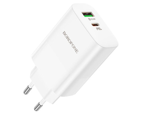 Мережевий зарядний пристрій BOROFONE BN10 Sunlight PD65W dual port(1A1C) charger White (6974443388190)