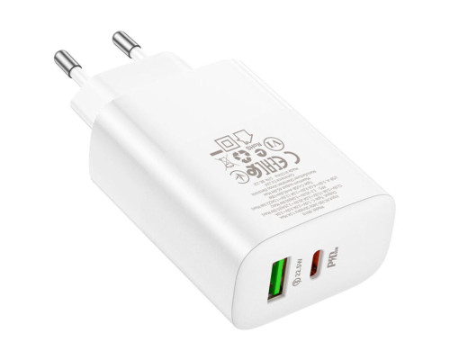 Мережевий зарядний пристрій BOROFONE BN10 Sunlight PD65W dual port(1A1C) charger White (6974443388190)
