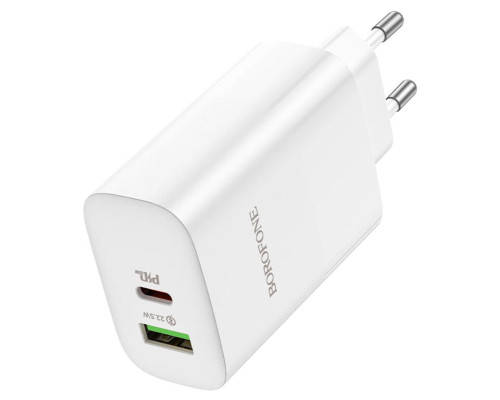 Мережевий зарядний пристрій BOROFONE BN10 Sunlight PD65W dual port(1A1C) charger White (6974443388190)