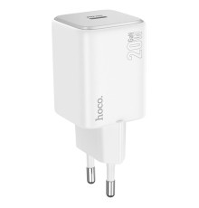 Мережевий зарядний пристрій HOCO N40 Mighty single port PD20W charger White (6942007616973)