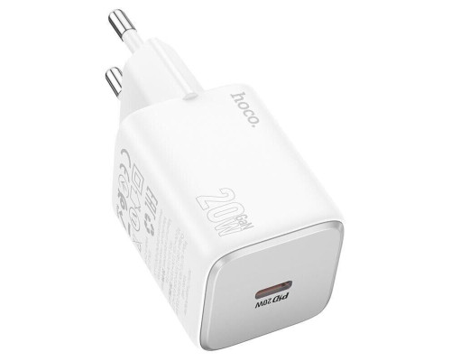Мережевий зарядний пристрій HOCO N40 Mighty single port PD20W charger White (6942007616973)