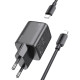 Мережевий зарядний пристрій HOCO N40 Mighty single port PD20W charger set(C to iP) Black (6942007616980)