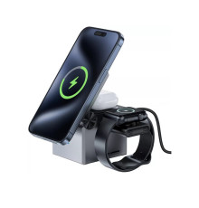 Бездротовий зарядний пристрій ACEFAST E18 Rubik's Cube 3-in-1 wireless charging holder Metal Gray (6974316282884)