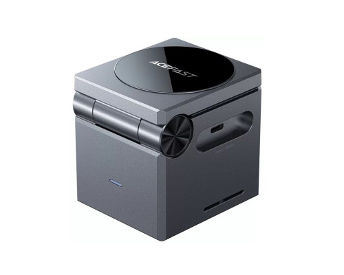 Бездротовий зарядний пристрій ACEFAST E18 Rubik's Cube 3-in-1 wireless charging holder Metal Gray (6974316282884)