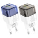 Мережевий зарядний пристрій HOCO C131A Platinum dual-port PD30W+QC3.0 charger(EU) Transparent black (6942007609821)
