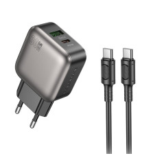Мережевий зарядний пристрій BOROFONE BAS55A Absolute PD30W+QC3.0 charger set(C to C)(EU) Black (6941991116254)