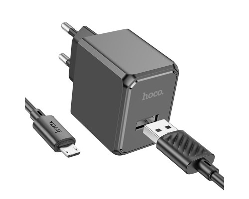 Мережевий зарядний пристрій HOCO CS11A Ocean single port charger set(Micro) 10.5W Black (6942007603584 )
