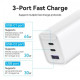 Зарядний пристрій Vention 3-port USB(C+C+A) GaN Charger(65W/30W/30W) EU-Plug White (FEDW0-EU)