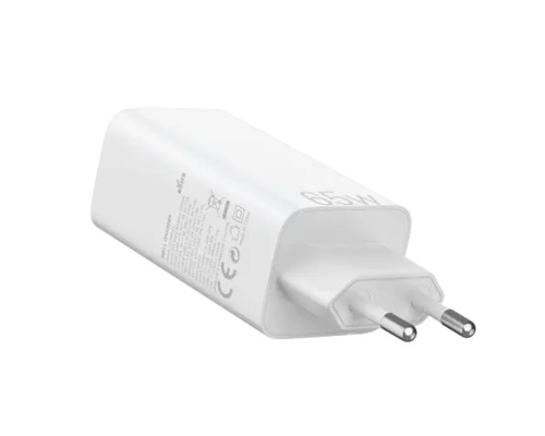 Зарядний пристрій Vention 3-port USB(C+C+A) GaN Charger(65W/30W/30W) EU-Plug White (FEDW0-EU)