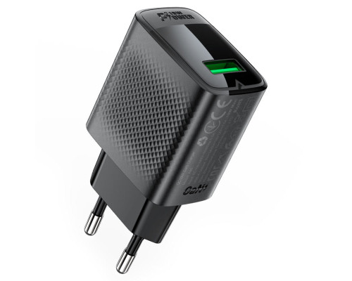 Мережевий зарядний пристрій ACEFAST A90 QC18W GaN single USB-A charger (EU) Black (6974316283249)