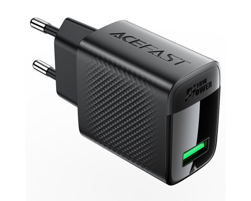 Мережевий зарядний пристрій ACEFAST A90 QC18W GaN single USB-A charger (EU) Black (6974316283249)