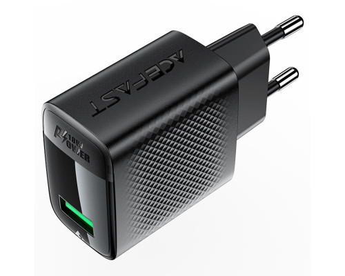 Мережевий зарядний пристрій ACEFAST A90 QC18W GaN single USB-A charger (EU) Black (6974316283249)