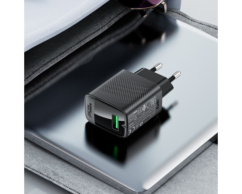 Мережевий зарядний пристрій ACEFAST A90 QC18W GaN single USB-A charger (EU) Black (6974316283249)