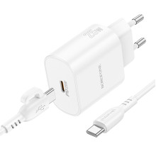 Мережевий зарядний пристрій BOROFONE BA82A Platinum single port PD25W charger set(C to C)(EU) White (6941991112270)