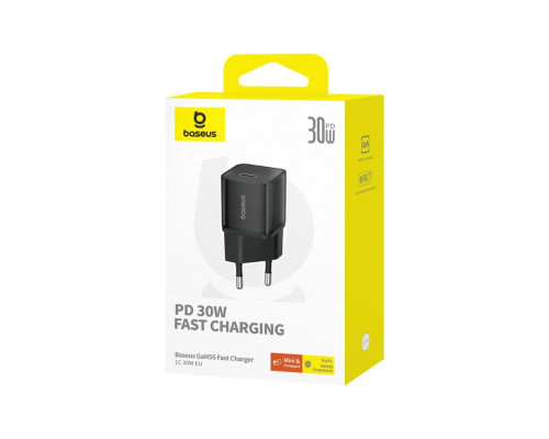 Мережевий зарядний пристрій Baseus GaN5S Fast Charger 1C 30W EU Cluster Black (P10162504113-00)