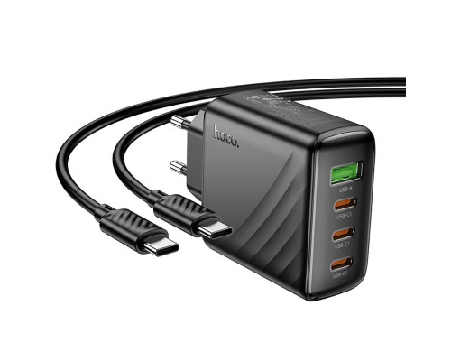 Мережевий зарядний пристрій HOCO CS27A Supply PD67W (3C1A) charger set (C to C)(EU) Black (6942007639842)