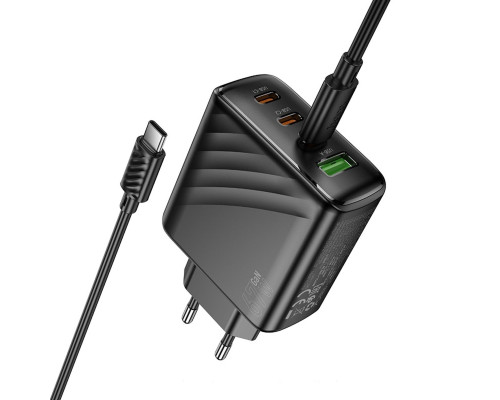 Мережевий зарядний пристрій HOCO CS27A Supply PD67W (3C1A) charger set (C to C)(EU) Black (6942007639842)