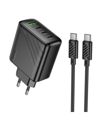 Мережевий зарядний пристрій HOCO CS27A Supply PD67W (3C1A) charger set (C to C)(EU) Black (6942007639842)