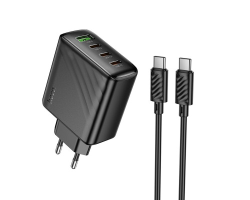 Мережевий зарядний пристрій HOCO CS27A Supply PD67W (3C1A) charger set (C to C)(EU) Black (6942007639842)