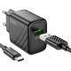 Мережевий зарядний пристрій HOCO CS21A Rich single port QC3.0 charger set (Type-C)(EU) Black (6942007609906)