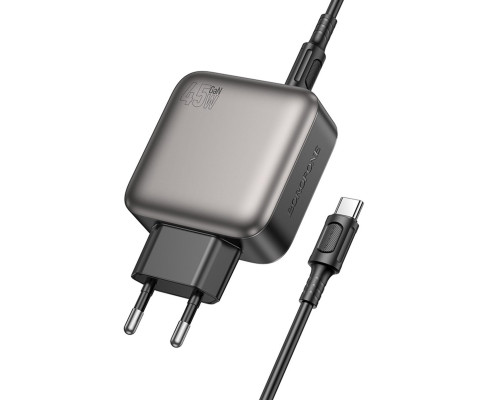 Мережевий зарядний пристрій BOROFONE BAS56A Absolute PD45W (2C1A) charger set (C to C) (EU) Black (6941991116278)