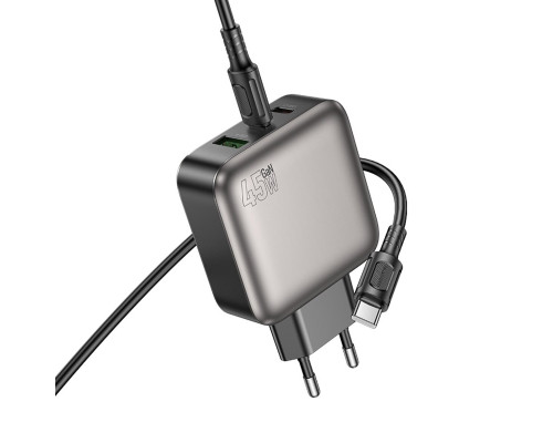Мережевий зарядний пристрій BOROFONE BAS56A Absolute PD45W (2C1A) charger set (C to C) (EU) Black (6941991116278)
