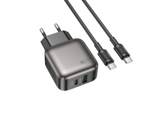 Мережевий зарядний пристрій BOROFONE BAS54A Absolute PD20W+QC3.0 charger set (C to C) (EU) Black (6941991116223)