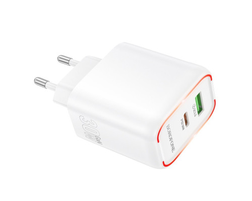 Мережевий зарядний пристрій BOROFONE BA89A Destello PD30W+QC3.0 charger (EU) White (6941991119361)