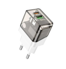 Мережевий зарядний пристрій BOROFONE BA80A Scenery PD20W+QC3.0 charger (EU) Transparent Black (6941991105159)