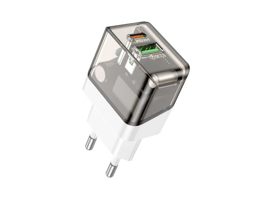 Мережевий зарядний пристрій BOROFONE BA80A Scenery PD20W+QC3.0 charger (EU) Transparent Black (6941991105159)