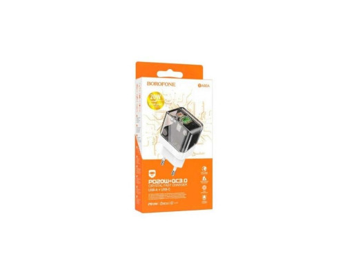 Мережевий зарядний пристрій BOROFONE BA80A Scenery PD20W+QC3.0 charger (EU) Transparent Black (6941991105159)