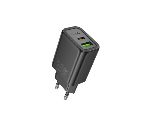 Мережевий зарядний пристрій HOCO N63 Gentle PD30W+QC3.0 charger (EU) Black (6942007644358)
