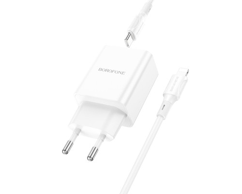 Мережевий зарядний пристрій BOROFONE BA70A Quick three-port PD20W(1C2A) charger set(C to iP) White (6941991101410)