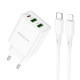 Мережевий зарядний пристрій BOROFONE BA70A Quick three-port PD20W(1C2A) charger set(C to iP) White (6941991101410)