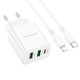 Мережевий зарядний пристрій BOROFONE BA70A Quick three-port PD20W(1C2A) charger set(C to iP) White (6941991101410)