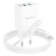 Мережевий зарядний пристрій BOROFONE BA70A Quick three-port PD20W(1C2A) charger set(C to iP) White (6941991101410)