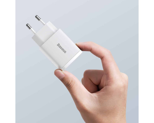 Мережевий зарядний пристрій Baseus Compact Quick Charger U+C 20W EU White (CCXJ-B02)