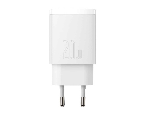 Мережевий зарядний пристрій Baseus Compact Quick Charger U+C 20W EU White (CCXJ-B02)