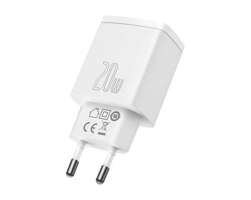 Мережевий зарядний пристрій Baseus Compact Quick Charger U+C 20W EU White (CCXJ-B02)