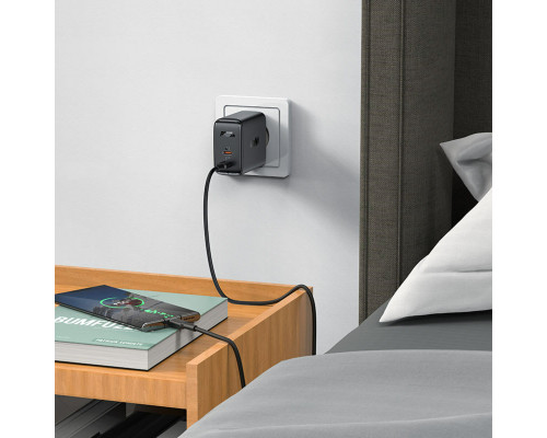 Мережевий зарядний пристрій ACEFAST A29 PD50W GaN (USB-C+USB-C) dual port charger Black (AFA29B)