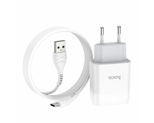 Мережевий зарядний пристрій HOCO C73A Glorious dual port charger set(Type-C) 12W White (6931474713070)