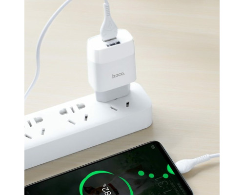 Мережевий зарядний пристрій HOCO C73A Glorious dual port charger set(Type-C) 12W White (6931474713070)