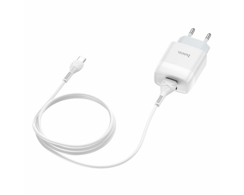 Мережевий зарядний пристрій HOCO C73A Glorious dual port charger set(Type-C) 12W White (6931474713070)