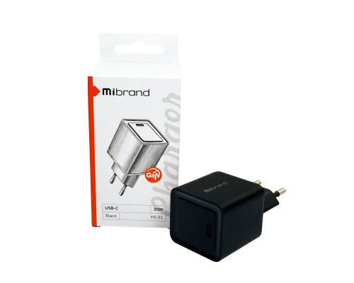 Мережевий зарядний пристрій Mibrand MI-31 GaN 30W Travel Charger USB-C Black (MIWC/31CB)