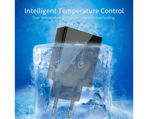 Мережевий зарядний пристрій Essager Fangbo QC3.0 3U (QC+Dual 2.4A) Charging Head black (ECTQC3-FBB01 (ECTQC3-FBB01)