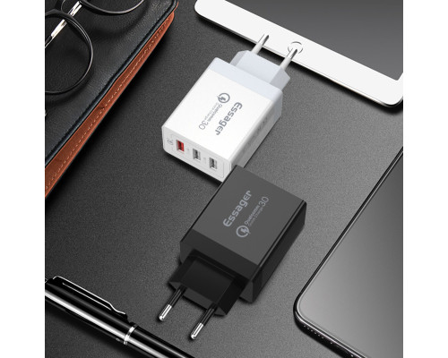 Мережевий зарядний пристрій Essager Fangbo QC3.0 3U (QC+Dual 2.4A) Charging Head black (ECTQC3-FBB01 (ECTQC3-FBB01)