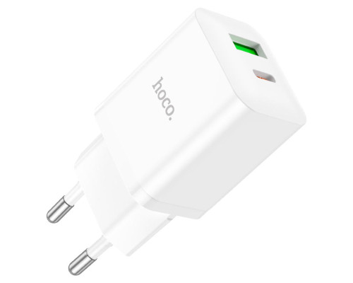 Мережевий зарядний пристрій HOCO N28 Founder PD20W+QC3.0 charger White (6931474783516)