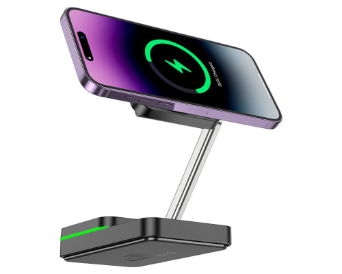 Бездротовий зарядний пристрій HOCO CQ10 Consuelo folding 3-in-1 wireless fast charger Black (6942007618359)