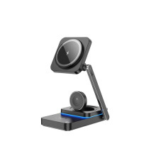 Бездротовий зарядний пристрій HOCO CQ10 Consuelo folding 3-in-1 wireless fast charger Black (6942007618359)