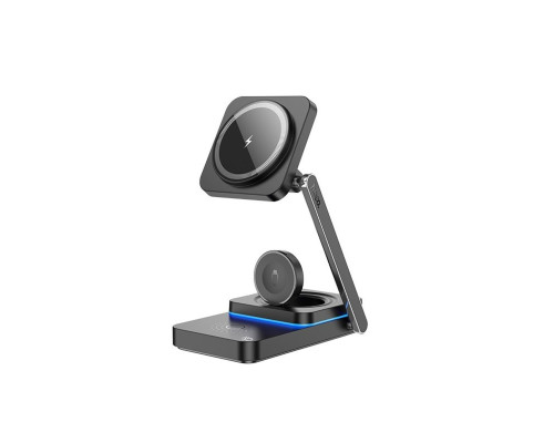 Бездротовий зарядний пристрій HOCO CQ10 Consuelo folding 3-in-1 wireless fast charger Black (6942007618359)